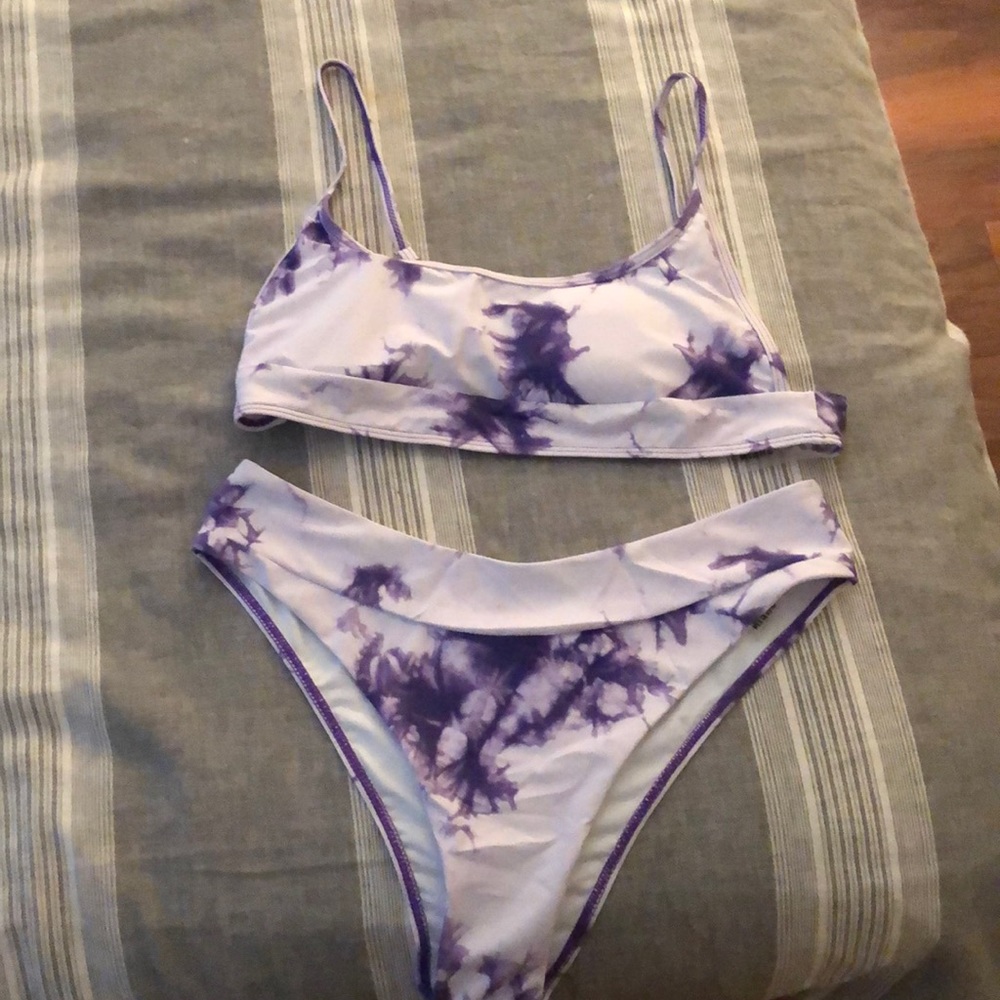 2 piece bikini, high waisted, tye dye